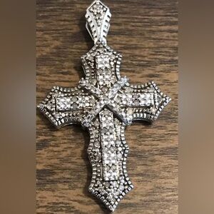 Diamond Christian Cross Crucifix Sterling Silver Catholic Christianity Pendant